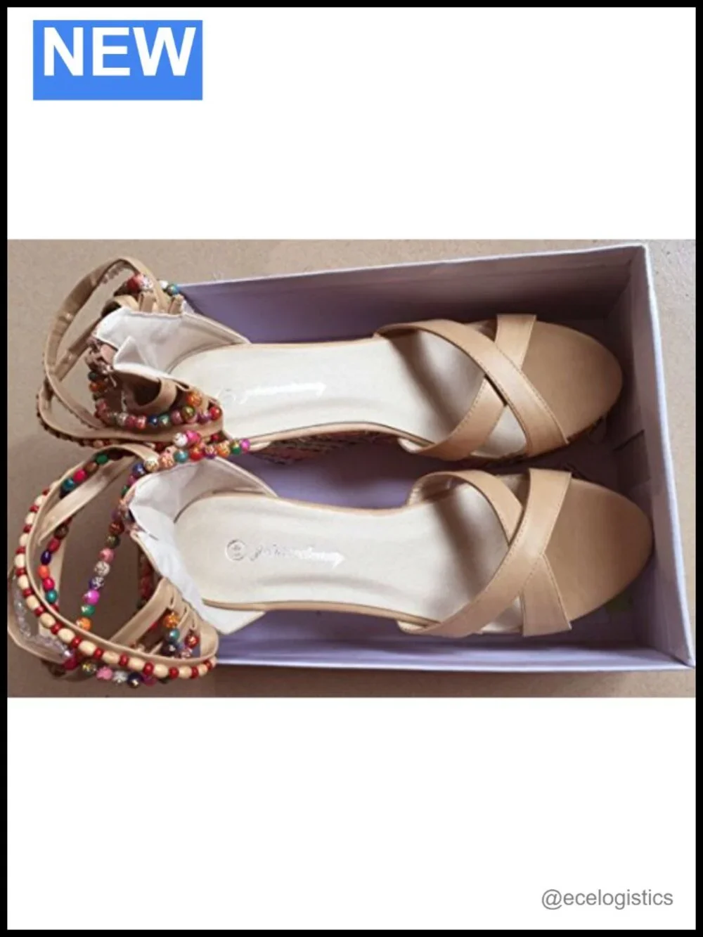 Wedge Sandals with Pearls Across Top Platform High Heels Sandals